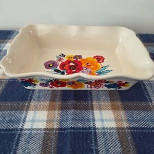 Pioneer Woman Floral Ceramic Casserole Dish 9.5" | Oven Safe Stoneware Unused